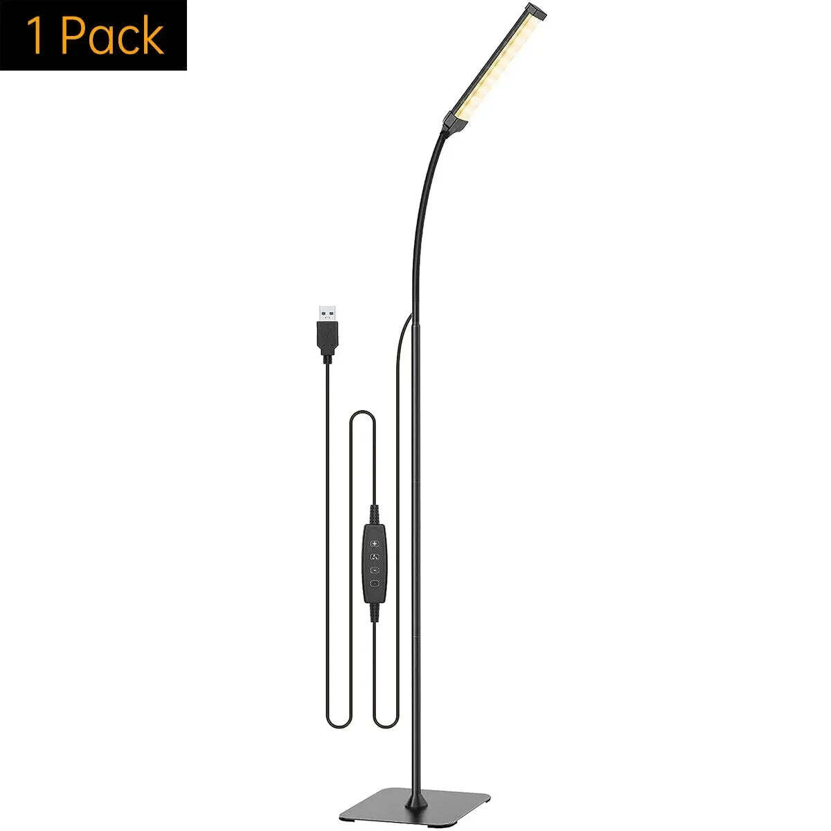 Image of 120 LED dimmable floor lamp with flexible gooseneck and three color modes for reading and relaxation