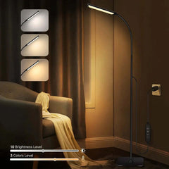 Image of 120 LED dimmable floor lamp with flexible gooseneck and three color modes for reading and relaxation