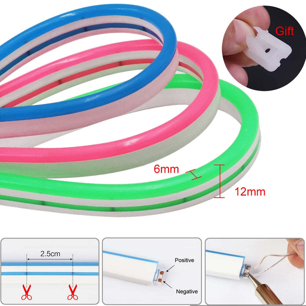 Image of 12V LED neon light strip for versatile home decoration