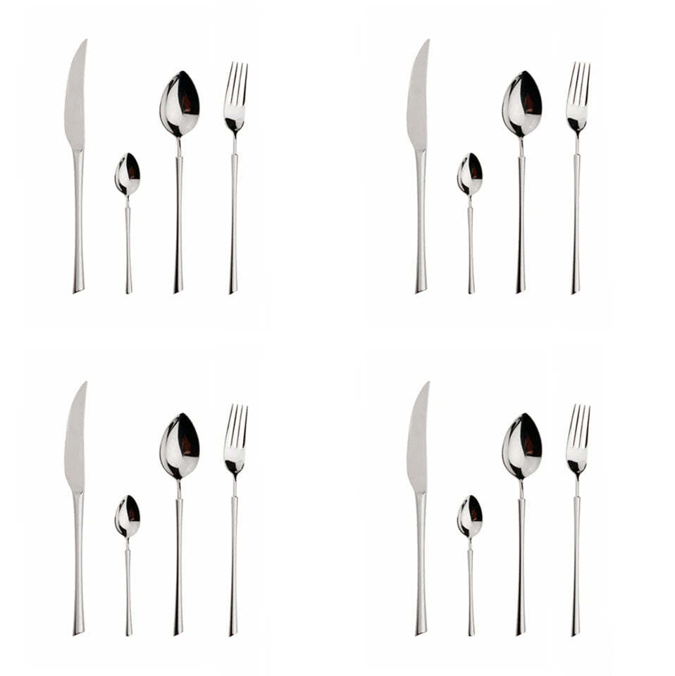 Image of 30-piece shiny gold stainless steel flatware set for stylish dining