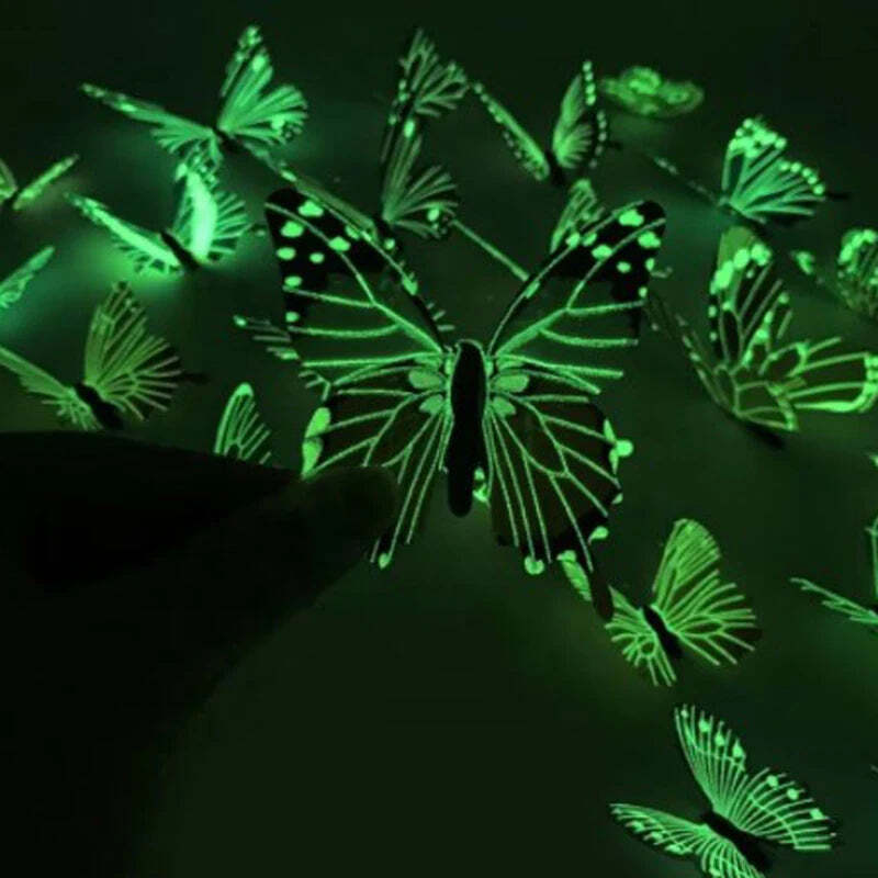 Image of 3D luminous butterfly wall stickers for creative home decoration