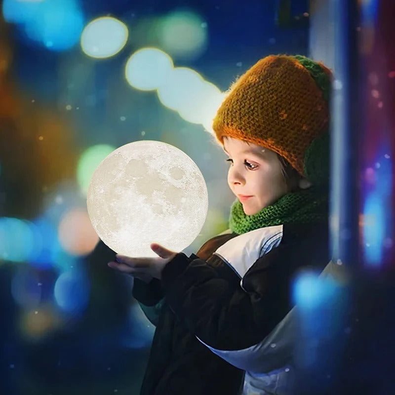 Image of 3D moon lamp night light with 16 colors and remote control for kids