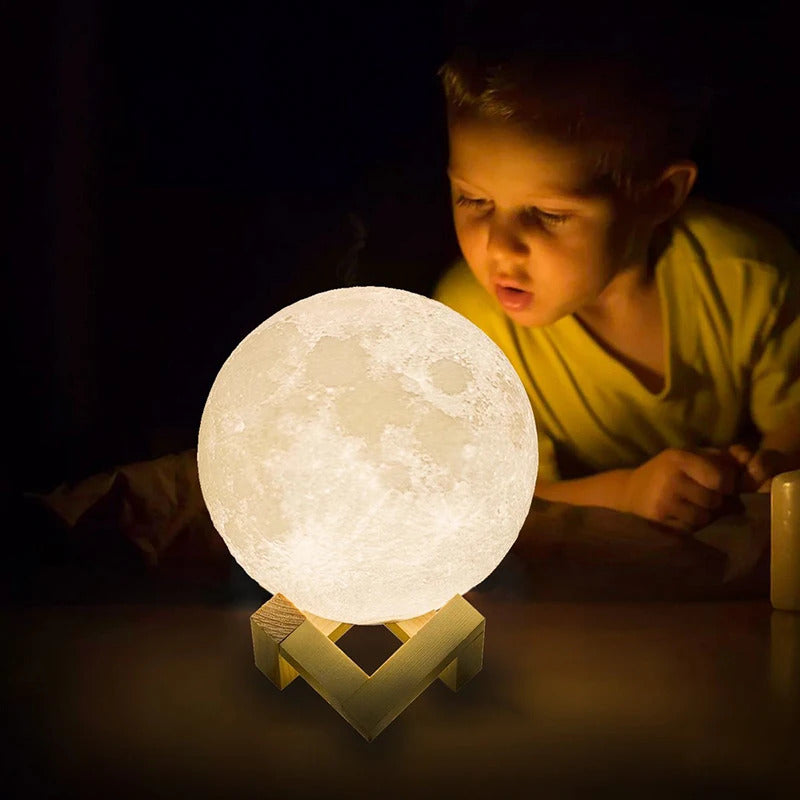 Image of 3D moon lamp night light with 16 colors and remote control for kids