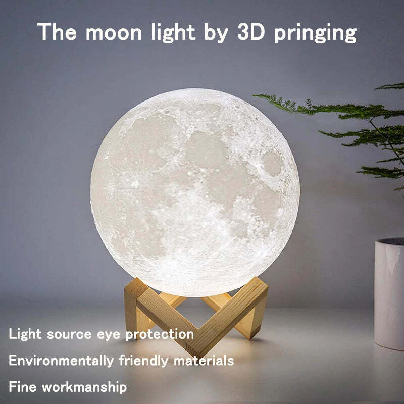 Image of 3D moon lamp night light with 16 colors and remote control for kids