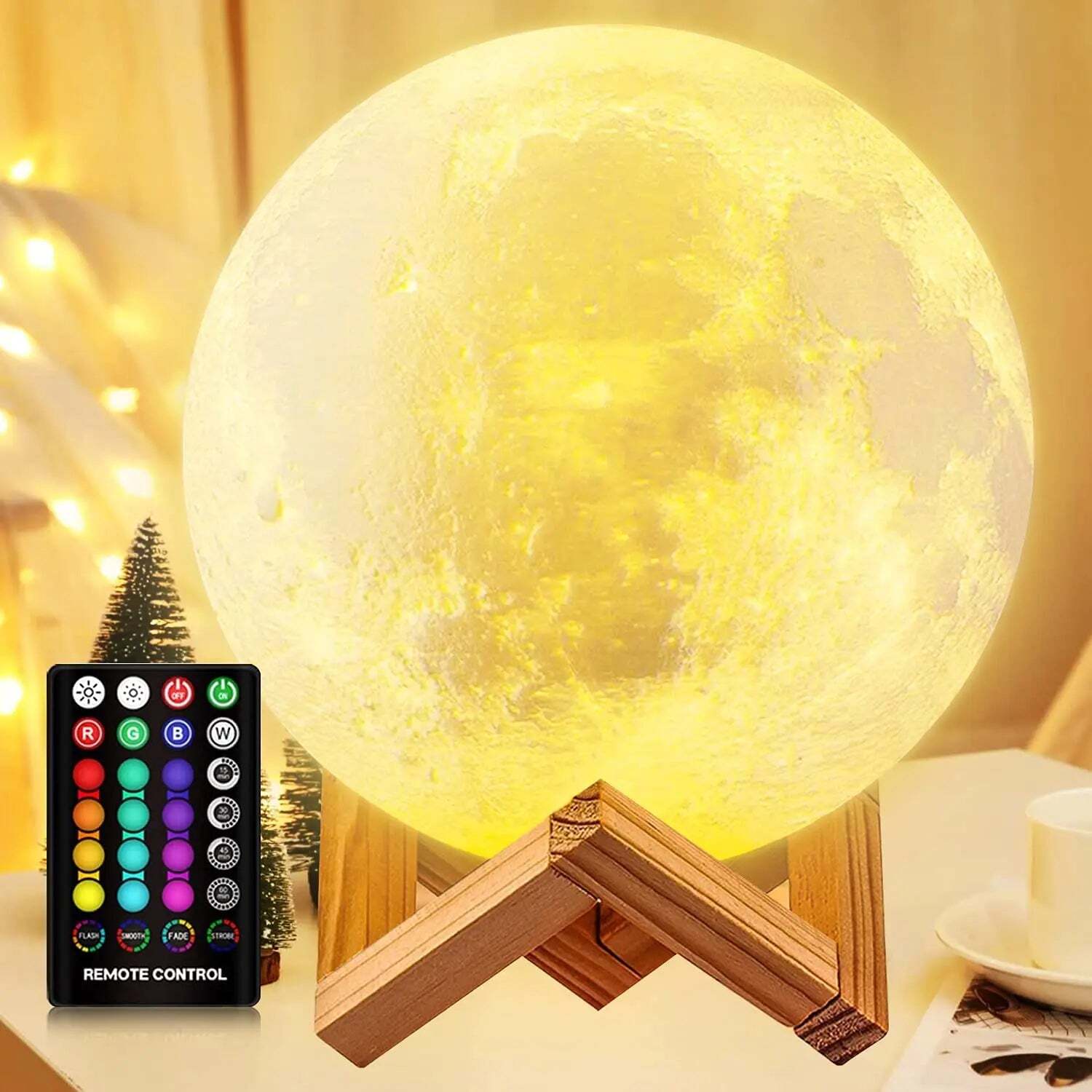 Image of 3D moon lamp night light with 16 colors and remote control for kids