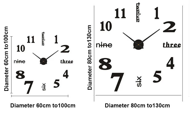 Image of 3D number wall clock for modern home decoration and DIY style