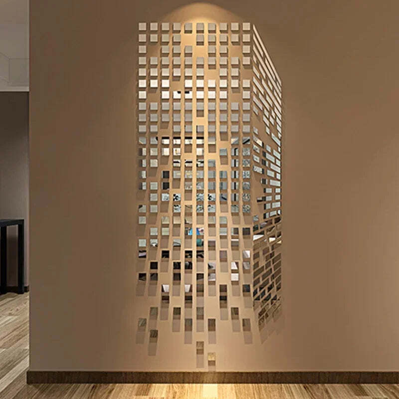 Image of 3D square mirror wall stickers for stylish home decor