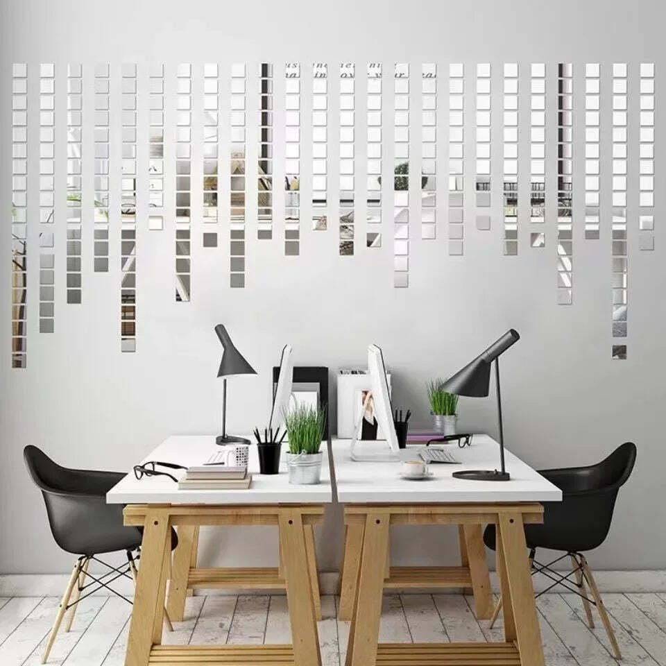 Image of 3D square mirror wall stickers for stylish home decor