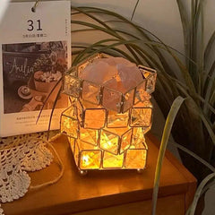 Image of 4-layer magic cube salt stone lamp, natural crystal night light with LED for home decor