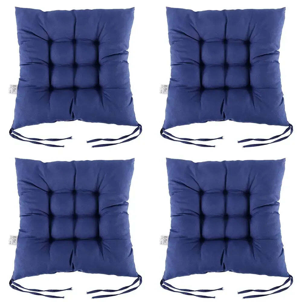 Image of 4-piece square dining chair cushion set with non-slip design and stylish colors