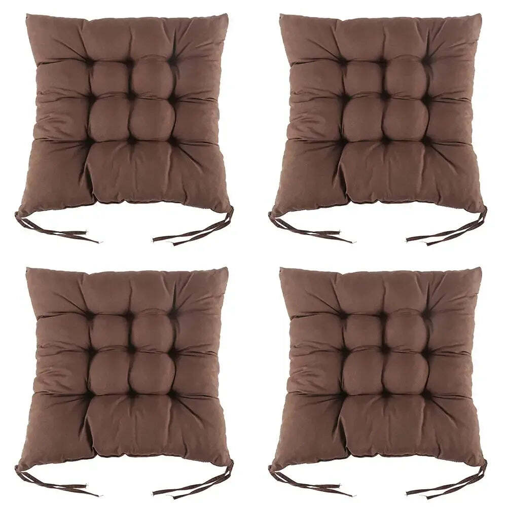 Image of 4-piece square dining chair cushion set with non-slip design and stylish colors