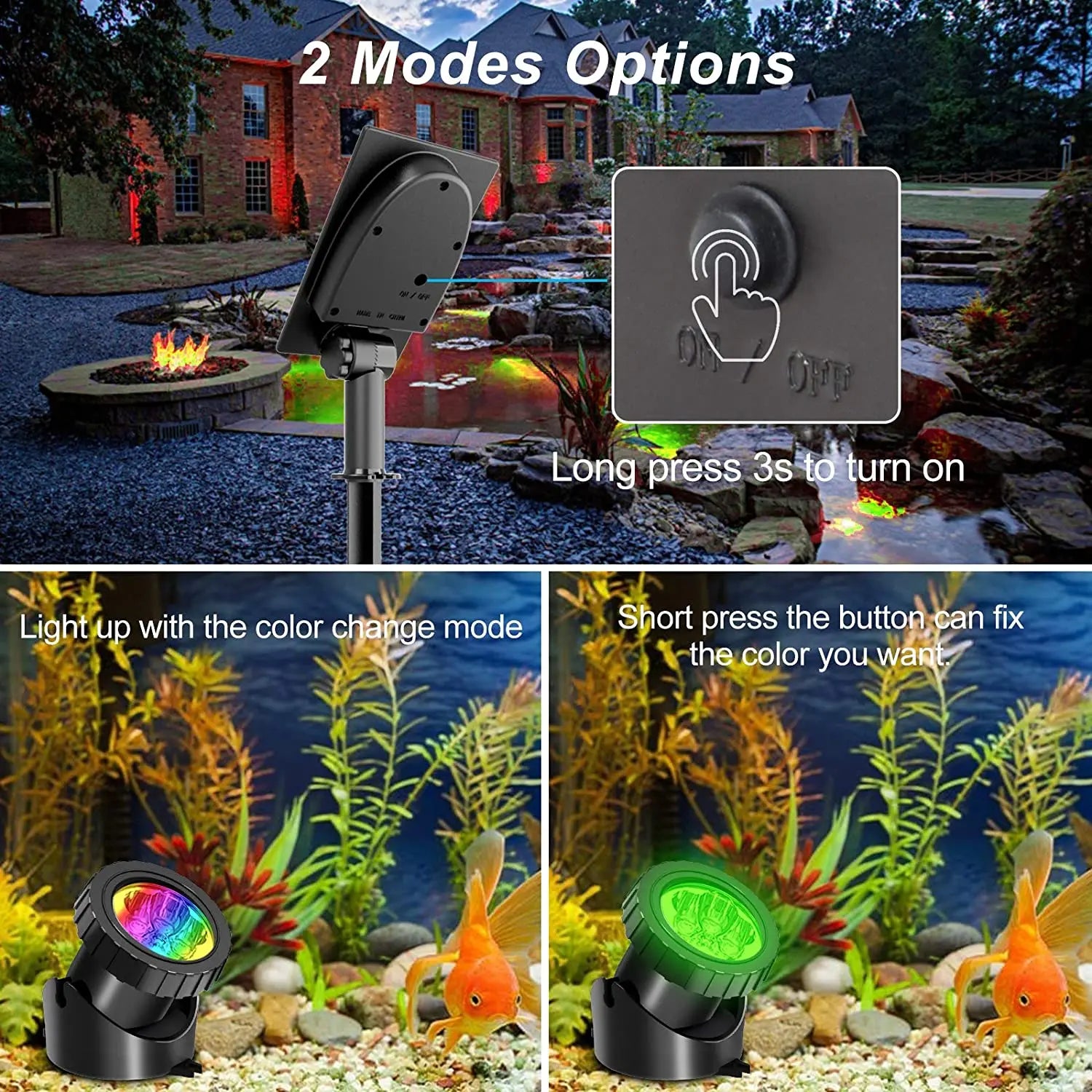 Solar Lights for Garden, RGB Waterproof Solar Lawn Lights Decorative