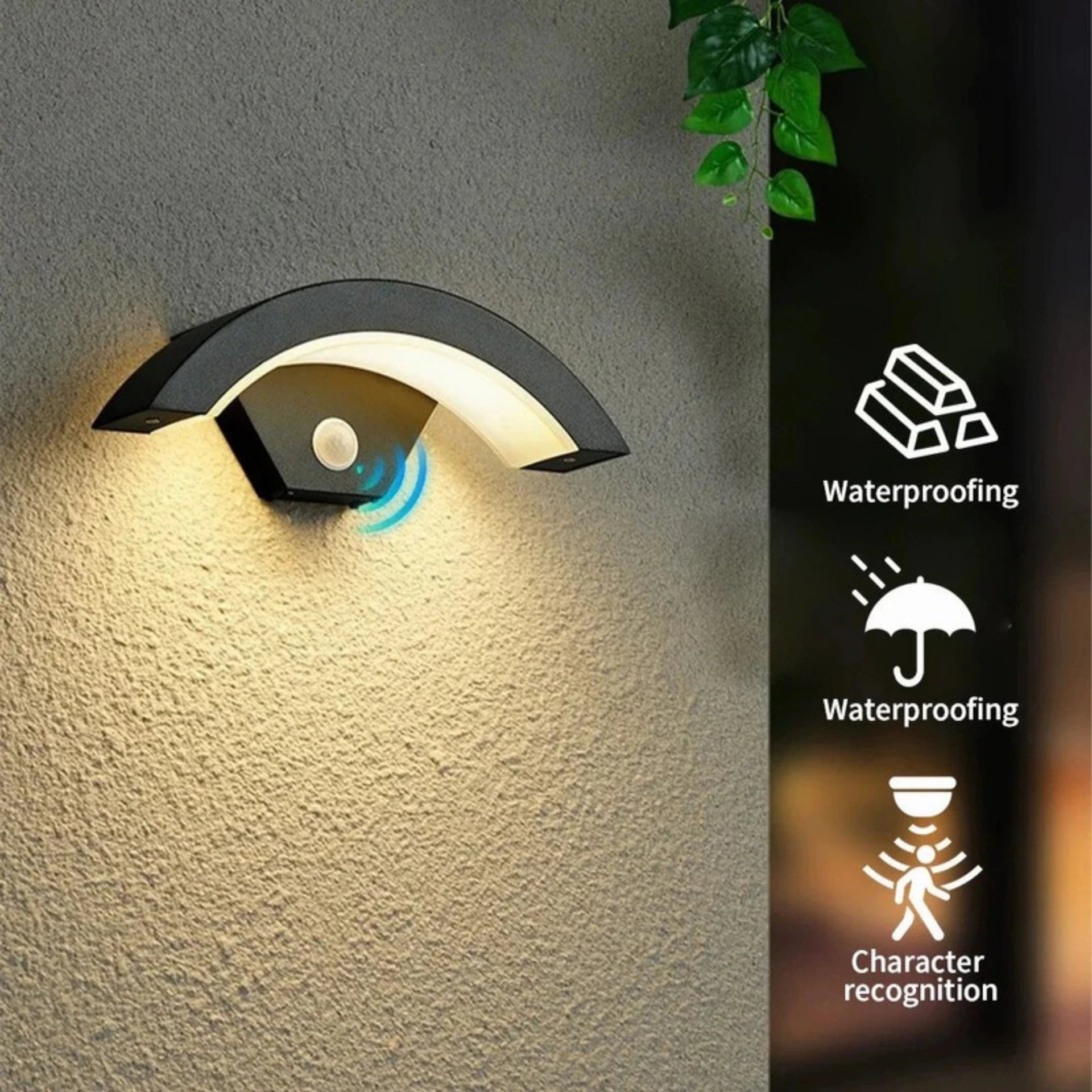 Outdoor Waterproof Wall Lamp with Motion Sensor Induction, Modern Exterior Wall Light