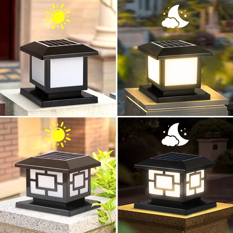 Solar LED Pillar Lamp, Eco-Friendly Outdoor Light Fixture for Garden