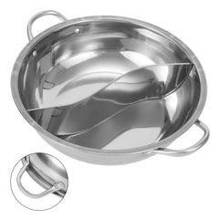 Stainless Steel Twin Divided Hot Pot 28/30cm - Compatible with Gas Stove & Induction Cooker