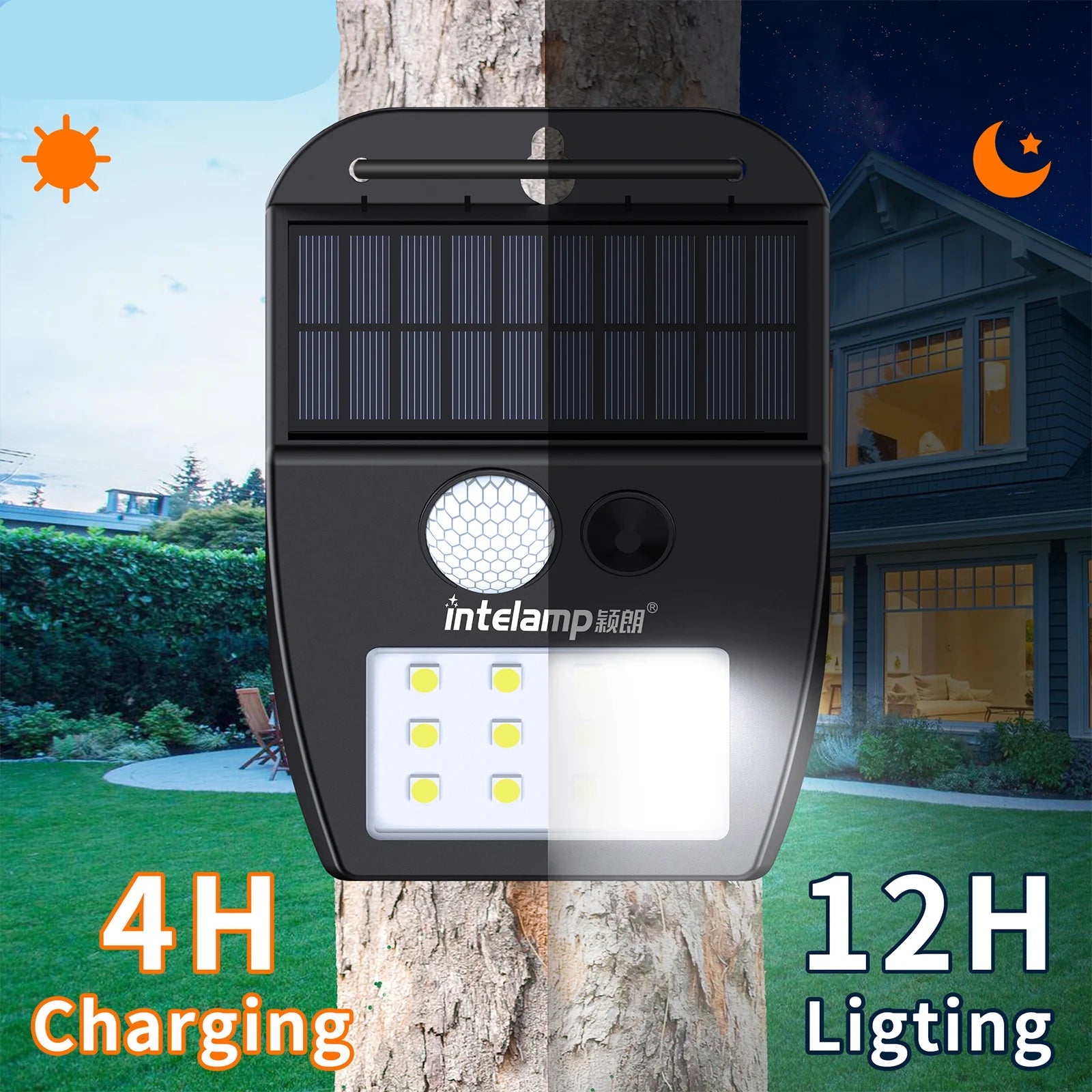 Solar Powered LED Outdoor Wall Light, Eco-Friendly Auto-Sensing Design