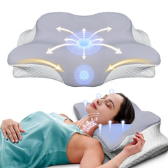 Orthopedic Memory Foam Pillow - Best Pillow for Side Sleepers & Neck Pain Relief, Butterfly Shaped Design