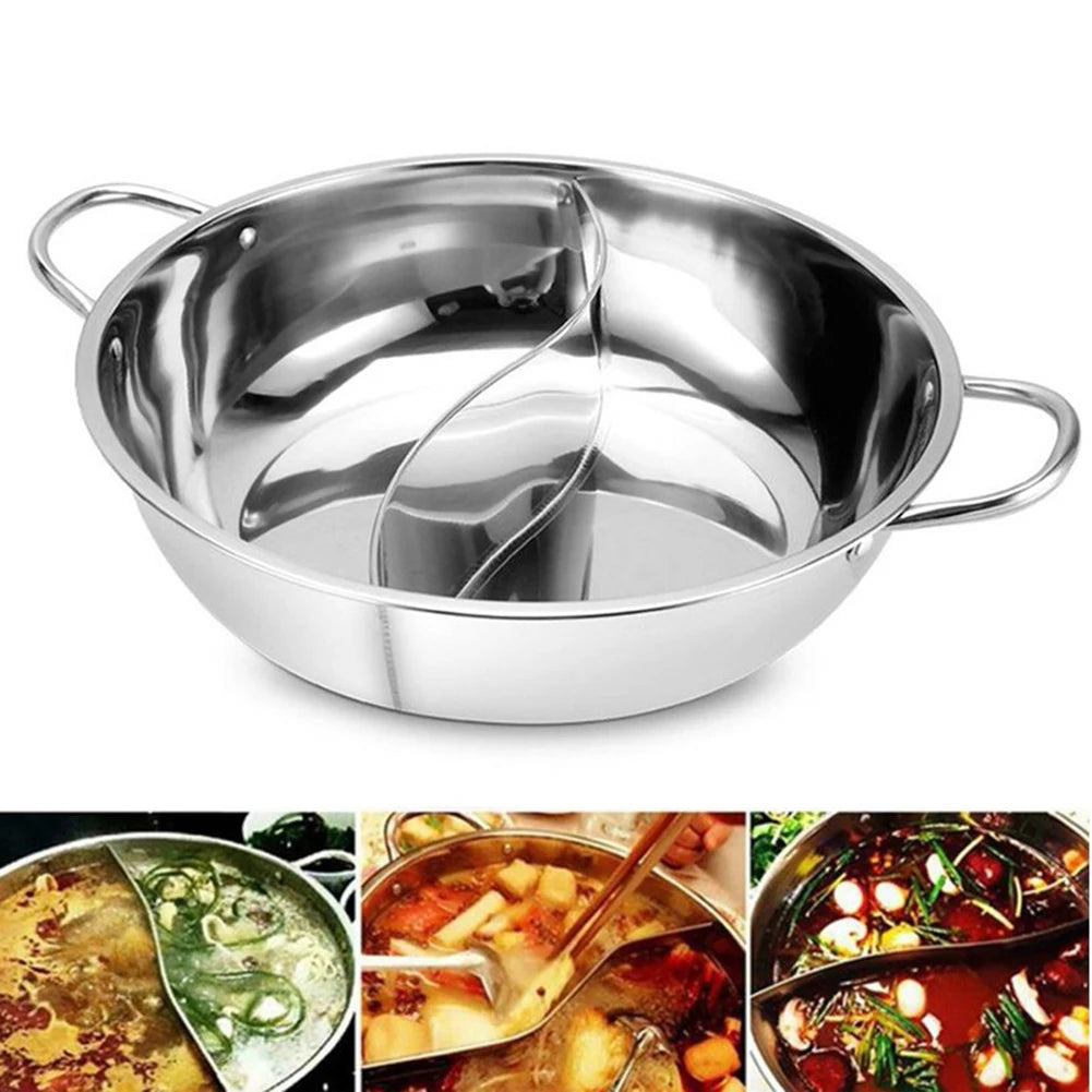 Variant image for Stainless Steel Twin Divided Hot Pot 28/30cm - Compatible with Gas Stove & Induction Cooker-2