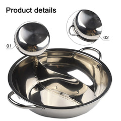 Stainless Steel Twin Divided Hot Pot 28/30cm - Compatible with Gas Stove & Induction Cooker