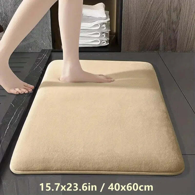 Image of Absorbent non-slip bathroom mat with memory foam and coral velvet design