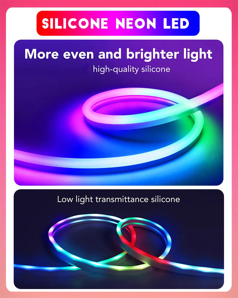 Image of Acosh neon LED strip lights with music sync and RGBIC dreamcolor effect