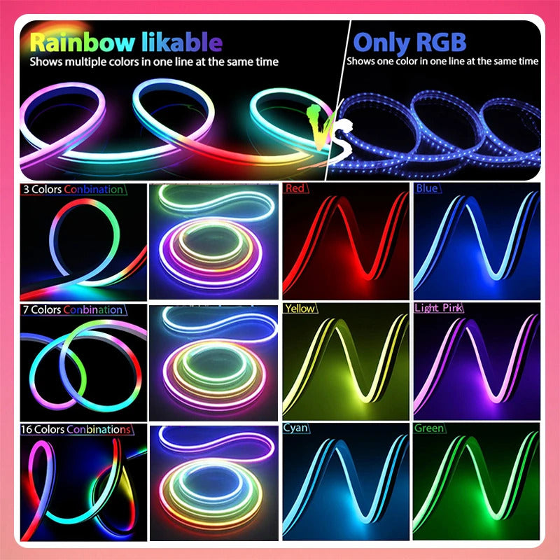 Image of Acosh neon LED strip lights with music sync and RGBIC dreamcolor effect