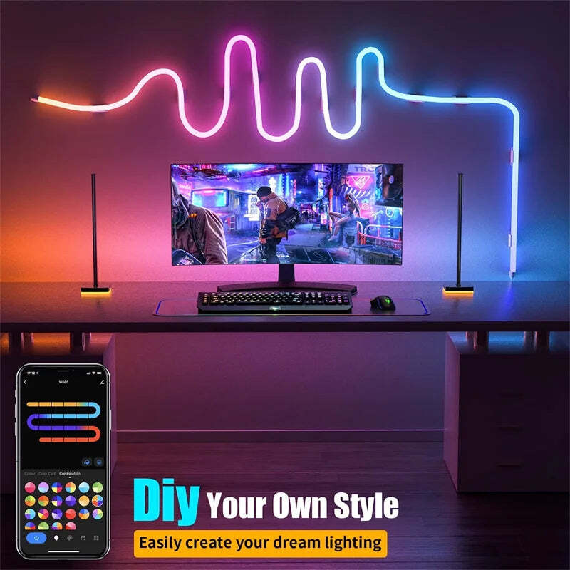 Image of Acosh neon LED strip lights with music sync and RGBIC dreamcolor effect