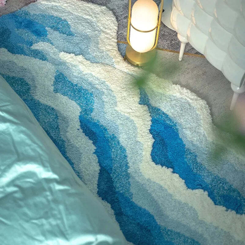 Image of Aesthetic wave rug for home décor and comfort