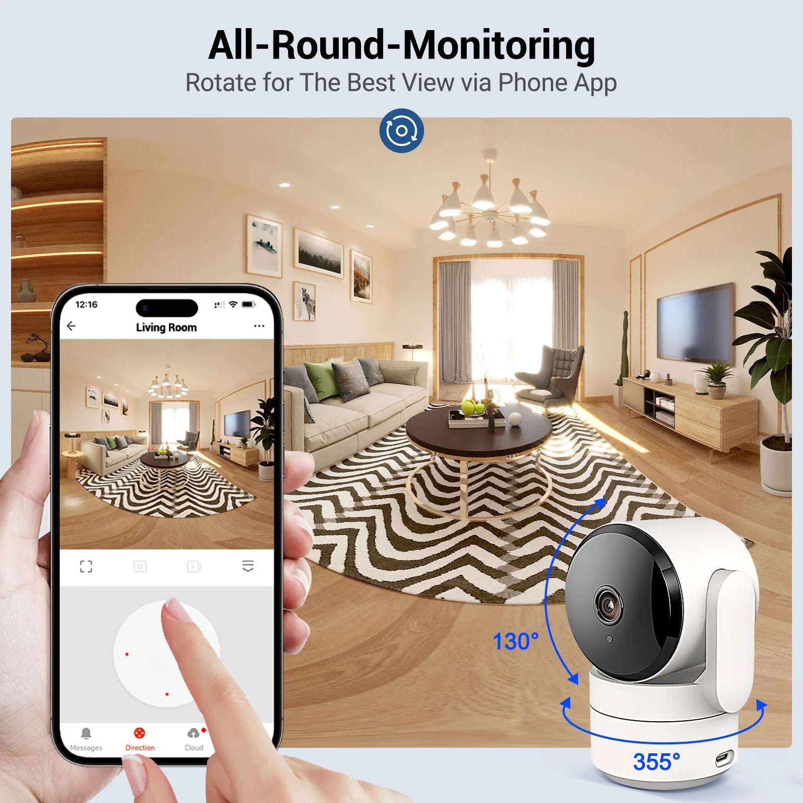 Image of Amorom 1080P WiFi indoor camera with Google Assistant and Alexa support