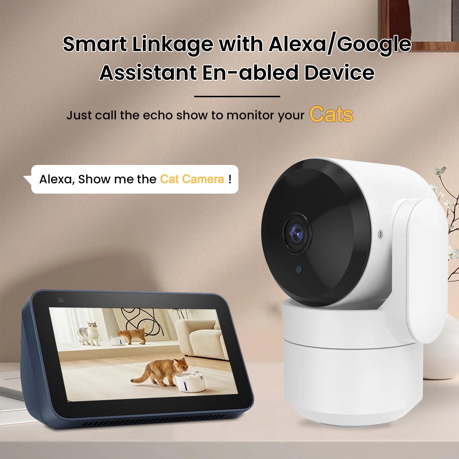 Image of Amorom 1080P WiFi indoor camera with Google Assistant and Alexa support