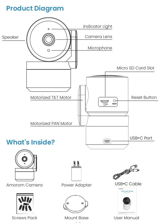 Image of Amorom 1080P WiFi indoor camera with Google Assistant and Alexa support