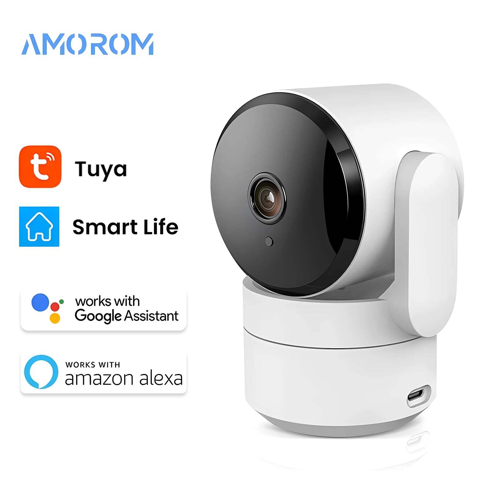 Image of Amorom 1080P WiFi indoor camera with Google Assistant and Alexa support