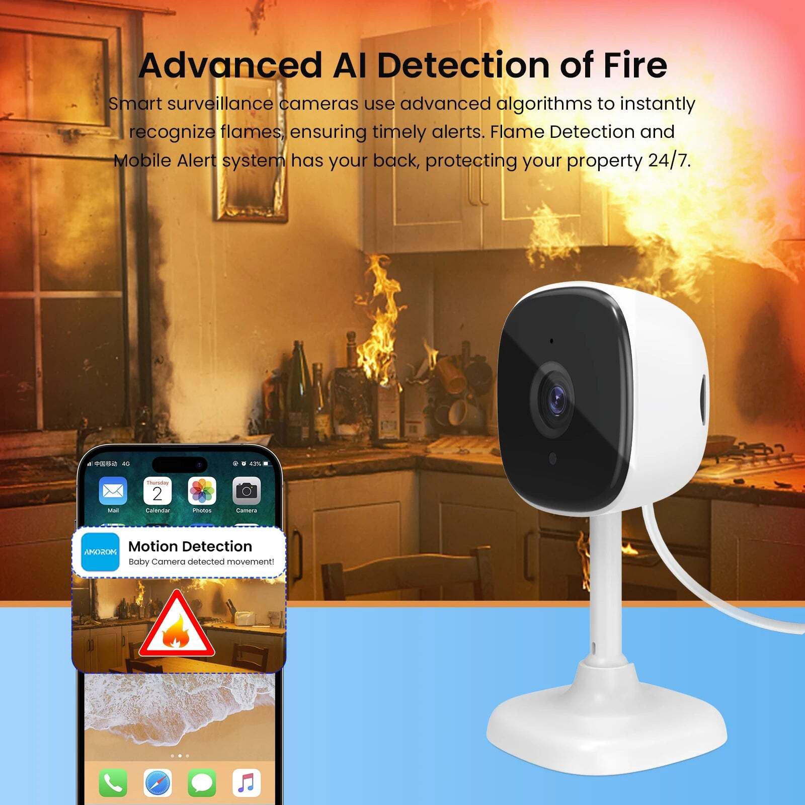 Image of Amorom 1080P WiFi IP surveillance camera with two-way audio and night vision