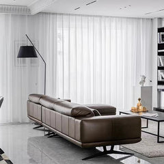 Image of Asazal solid white tulle chiffon sheer window curtains for modern living room decor