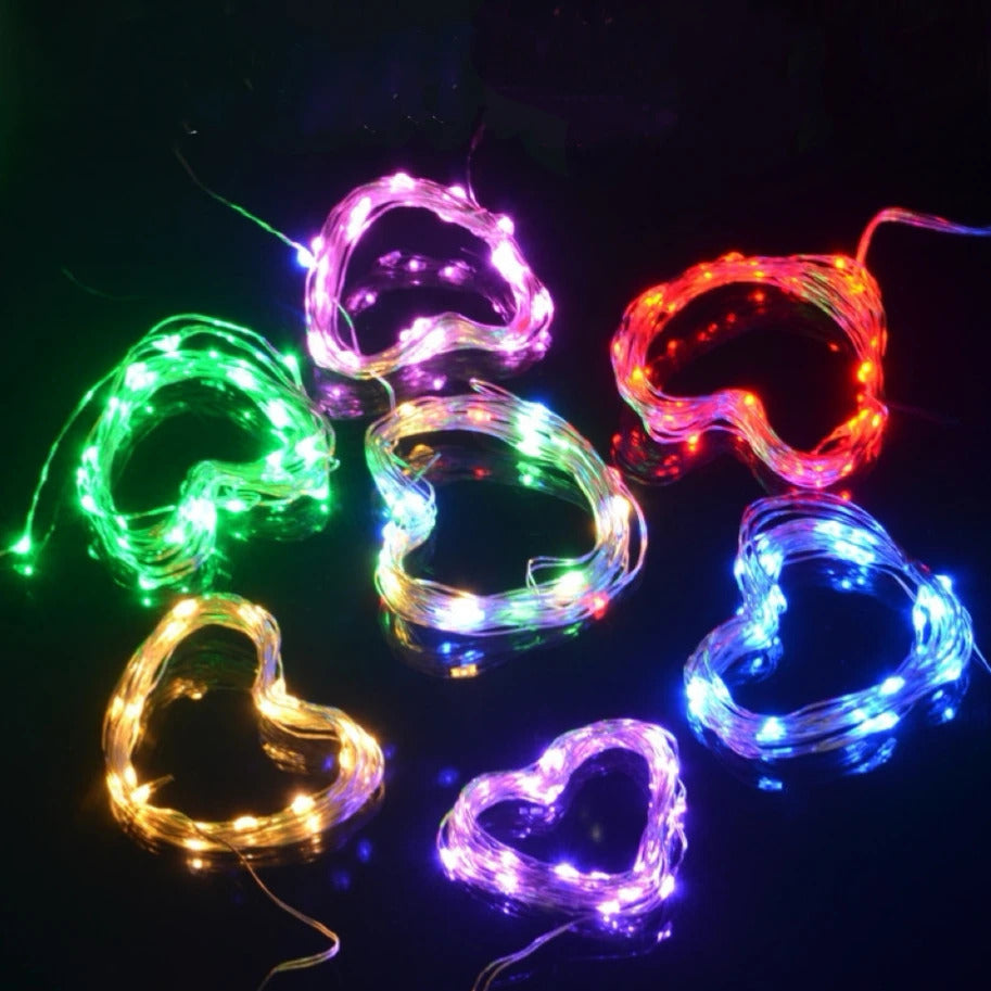 Image of Battery-operated copper wire fairy lights for wedding and holiday decorations