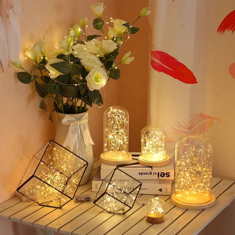 Image of Battery-operated copper wire fairy lights for wedding and holiday decorations