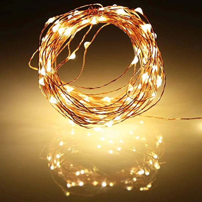 Image of Battery-operated copper wire fairy lights for wedding and holiday decorations