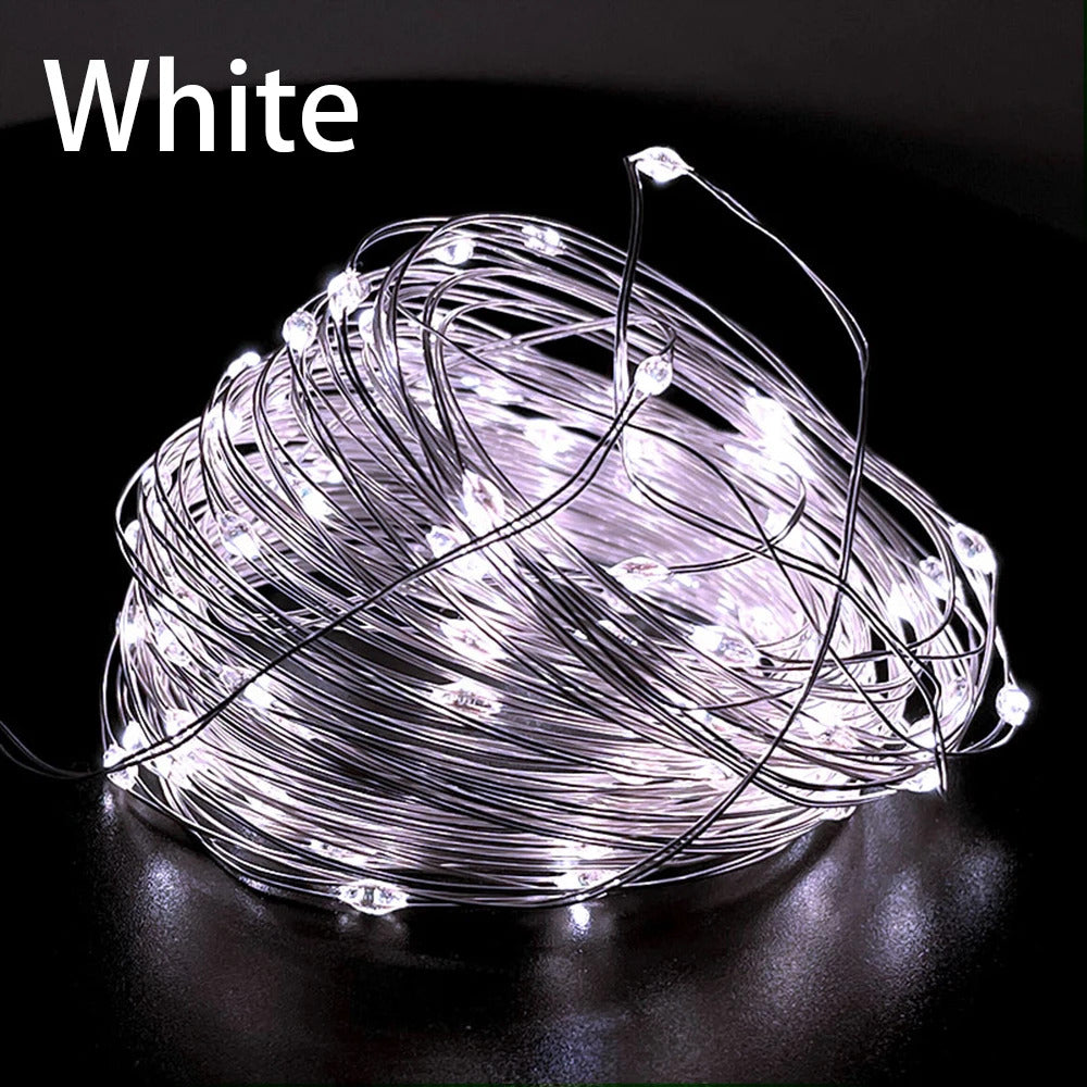 Image of Battery-operated copper wire fairy lights for wedding and holiday decorations