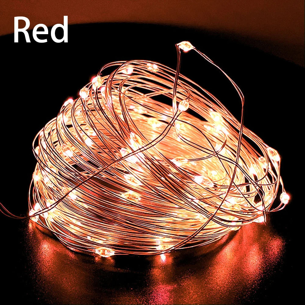 Image of Battery-operated copper wire fairy lights for wedding and holiday decorations