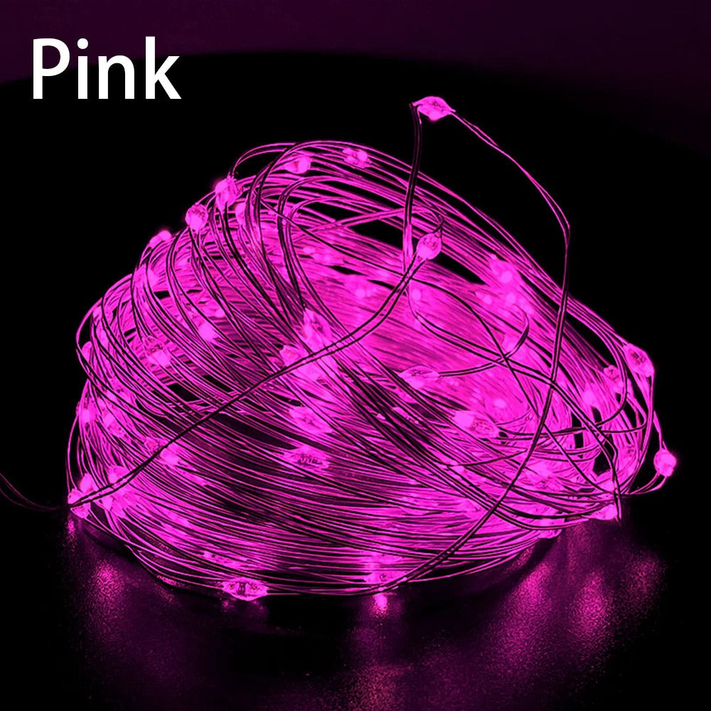 Image of Battery-operated copper wire fairy lights for wedding and holiday decorations