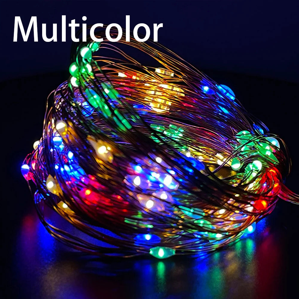 Image of Battery-operated copper wire fairy lights for wedding and holiday decorations