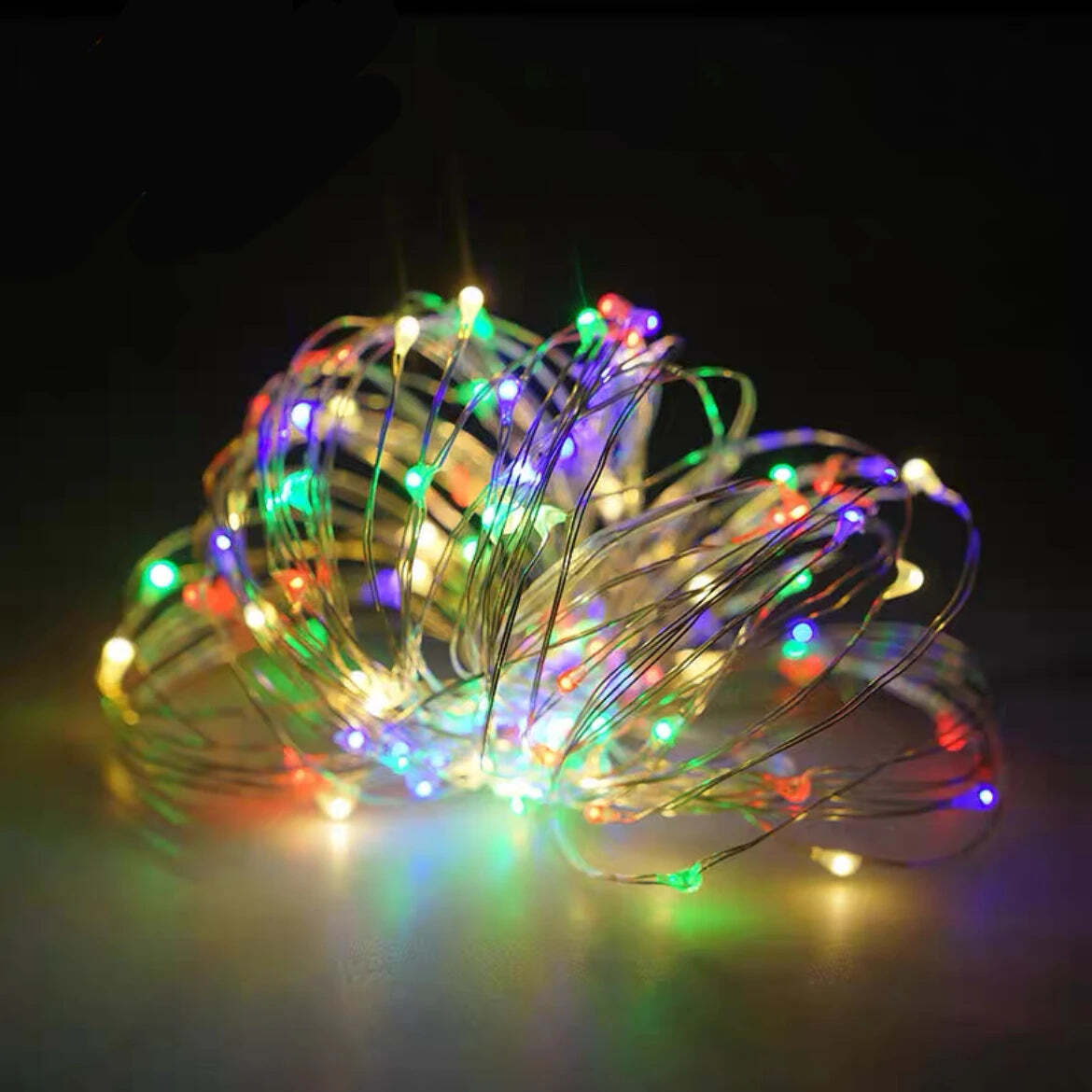 Image of Battery-operated copper wire fairy lights for wedding and holiday decorations