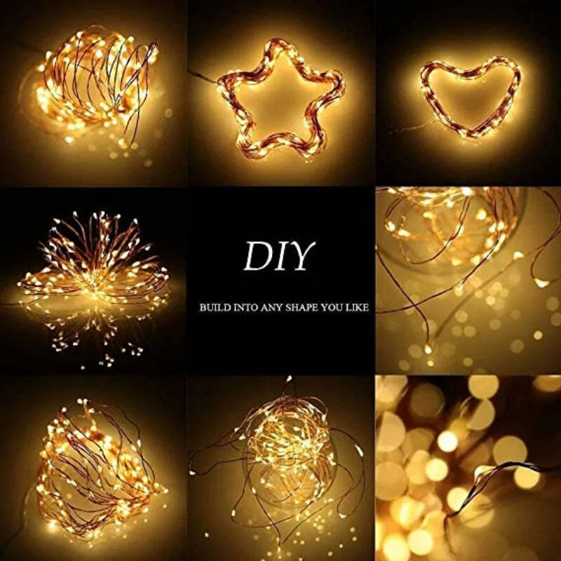 Image of Battery-operated copper wire fairy lights for wedding and holiday decorations