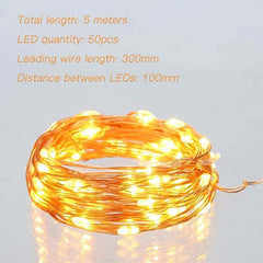 Image of Battery-operated copper wire fairy lights for wedding and holiday decorations