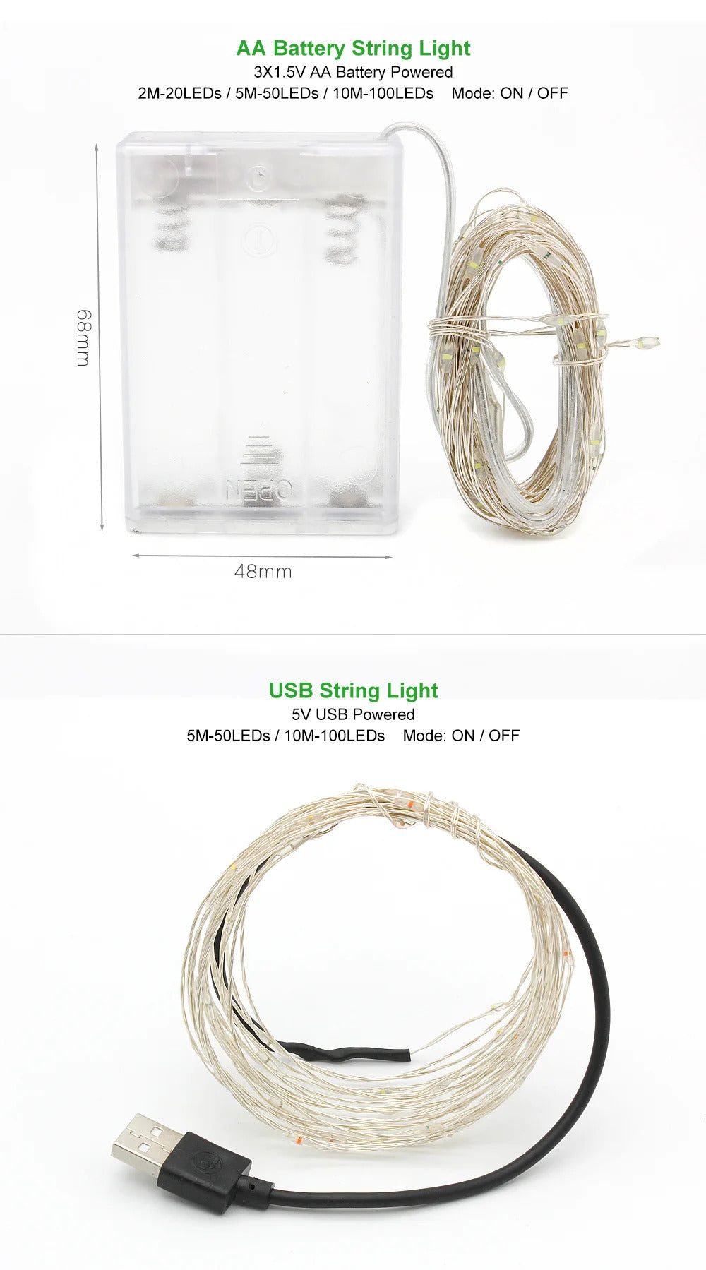 Image of Battery-powered LED string lights for holiday, wedding, and party decoration