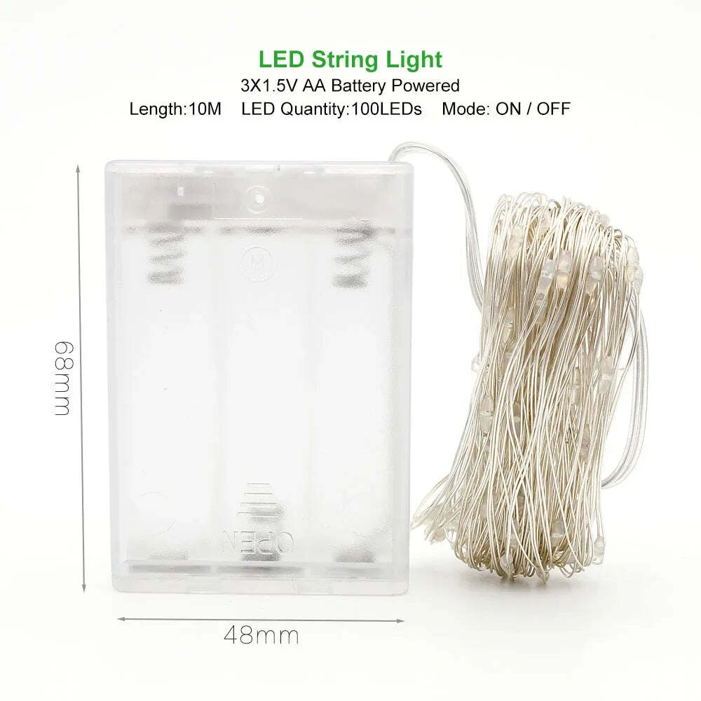 Image of Battery-powered LED string lights for holiday, wedding, and party decoration