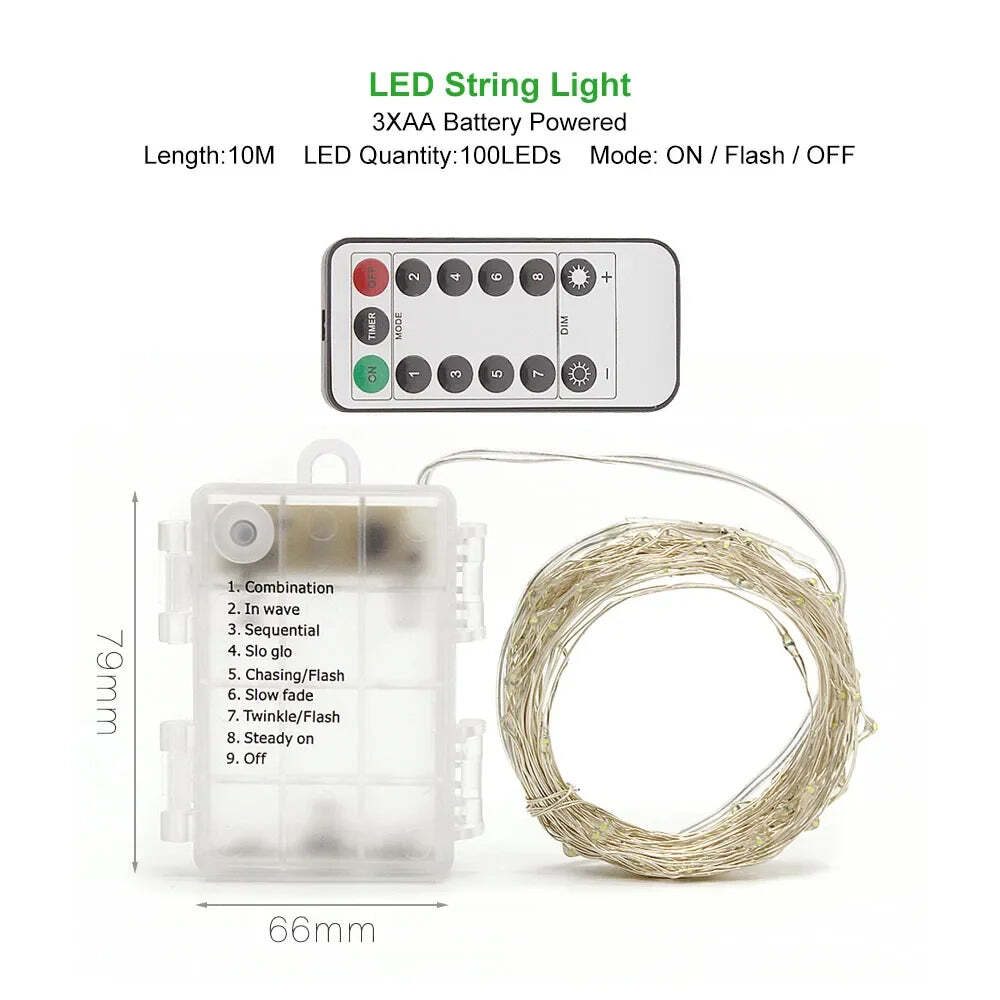 Image of Battery-powered LED string lights for holiday, wedding, and party decoration