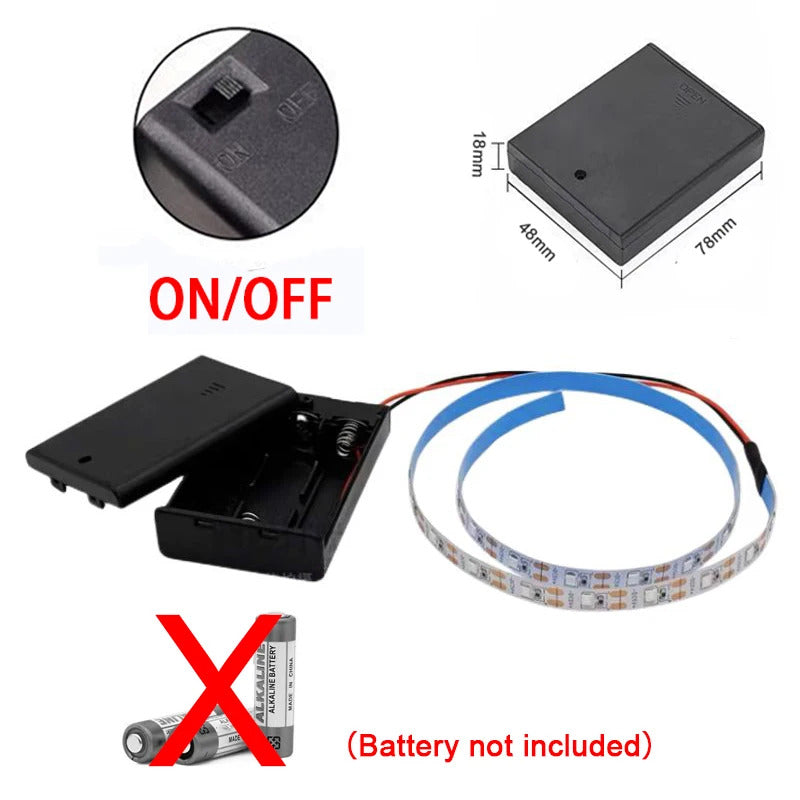 Image of Battery-powered LED strip light for cabinets and backlighting