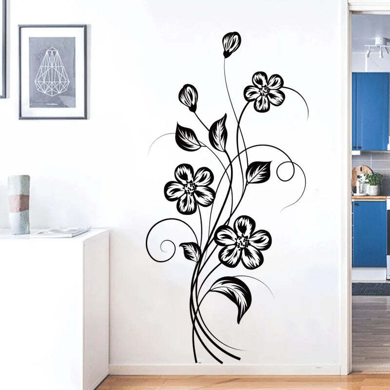 Image of Beautiful black flower wall sticker for home décor and decoration