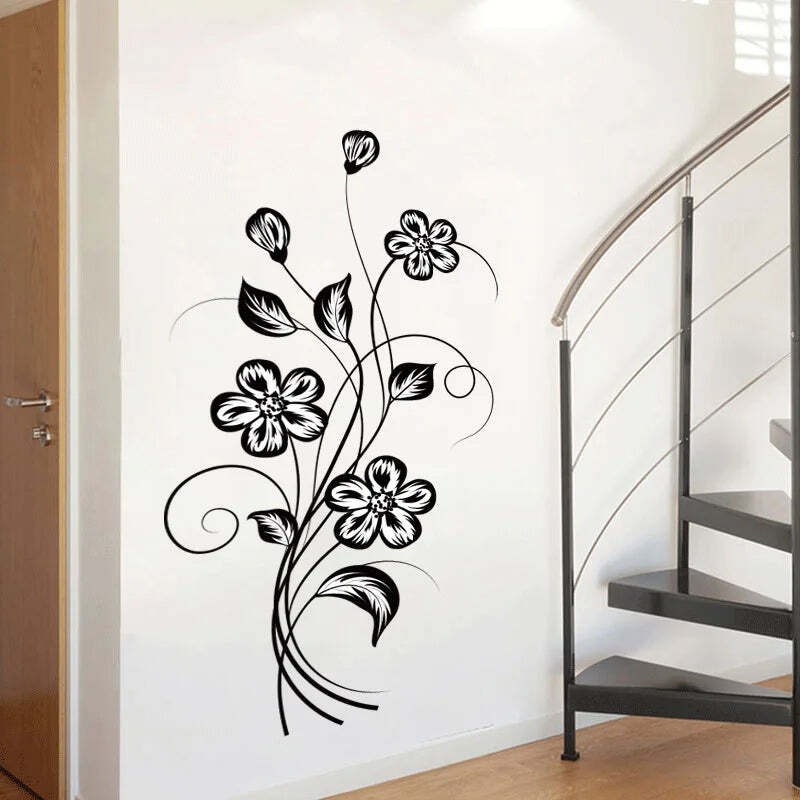 Image of Beautiful black flower wall sticker for home décor and decoration